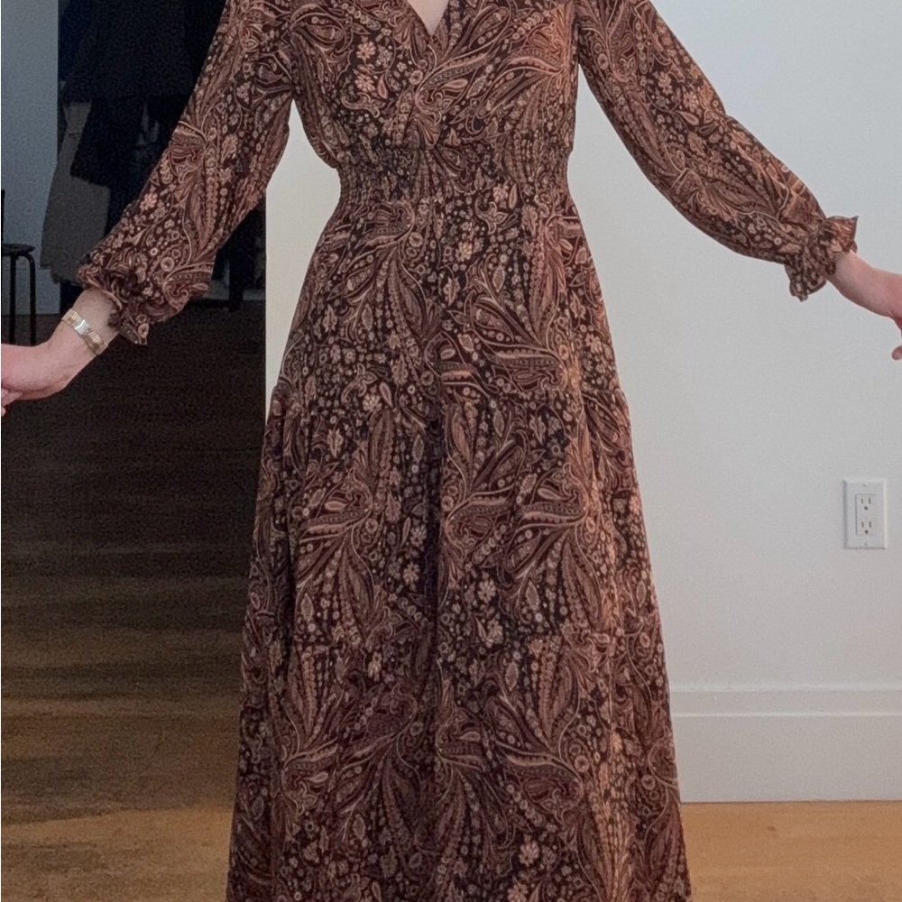 Print Brown Autumn Dress